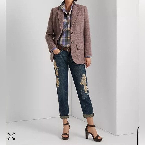 LAUREN RALPH LAUREN Plus-Size Lace Patchwork Relaxed Tapered Jeans - Picture 3 of 9